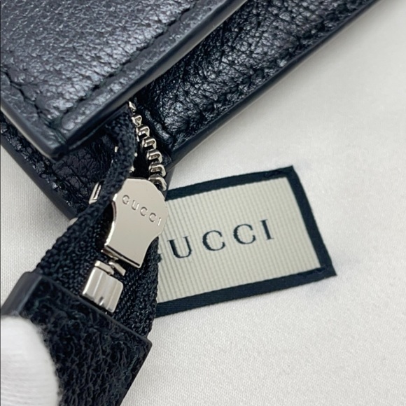 Gucci New Logo Cosmetic Case/ Pouch/ Clutch/ Black Leather Logo Portfolio - Picture 11 of 11